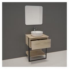 Meuble de Salle de bain Bois et Métal 60 cm NINA avec vasque et miroir 3