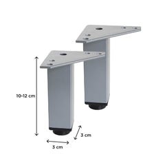 Pieds réglables WILL - Jeu de 2 pieds réglables pour Meuble de Salle de Bain- Métal Satiné 2