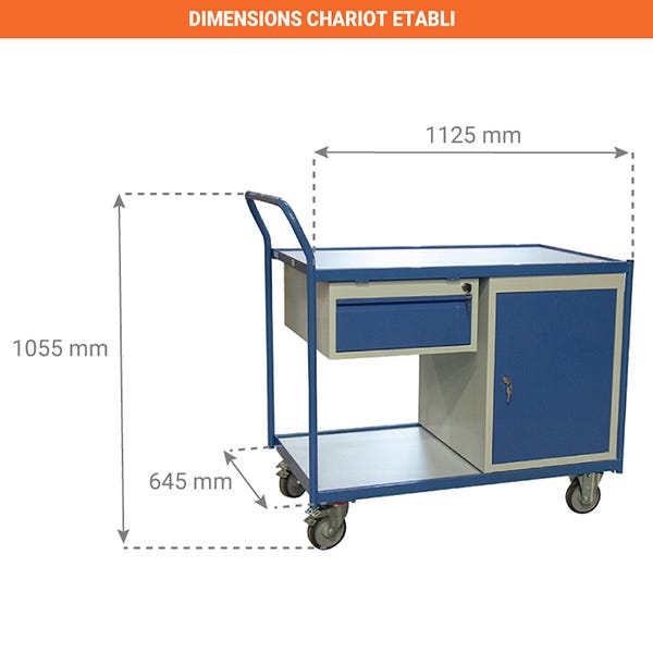 Chariot établi 1 placard 1 tiroir - charge max 250 kg - 880006048 1