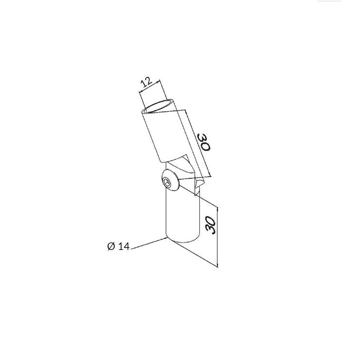 Raccord Orientable pour Barre de Diam 12mm en inox brossé 1,2 1