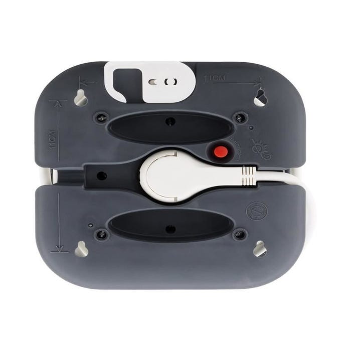 Enrouleur domestique 3 prises 2P+T 16A + coupe-circuit + 2x USB - 7 mètres - Gris/Blanc - Zenitech 2