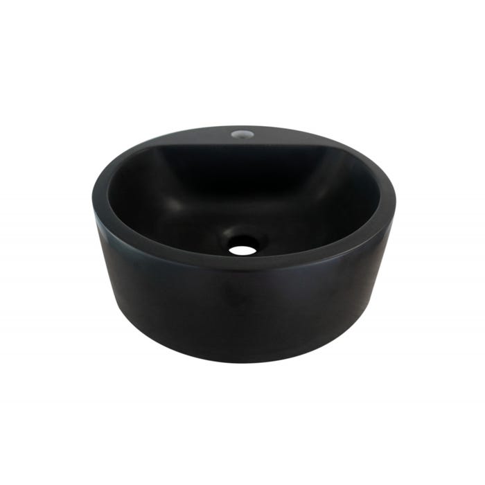 Vasque ronde à poser en résine 37 cm NORI Noire 1