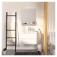 Ensemble meuble simple vasque 60cm avec vasque et miroir SORRENTO Blanc 0