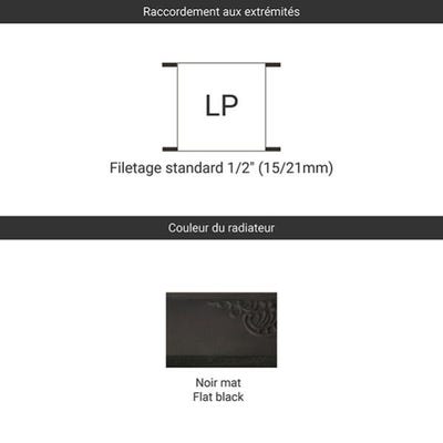 Radiateur fonte sur pieds noir / Flat Black - Hauteur 1200mm