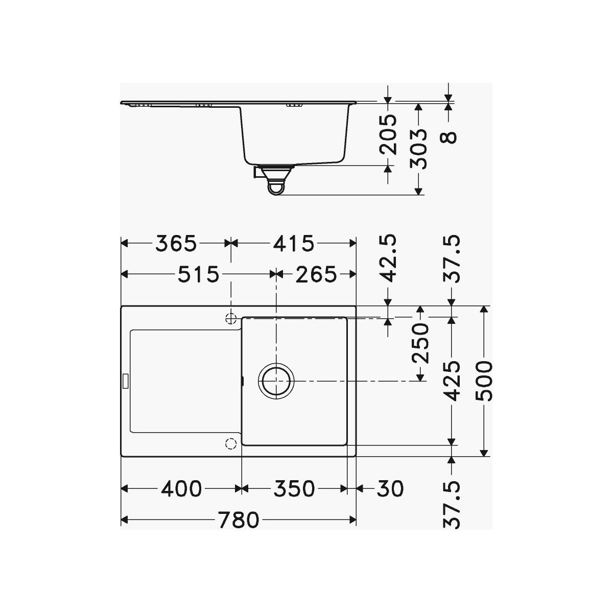 Evier Franke Maris Fragranit+ Mrg611-78 - Noir Mat 1