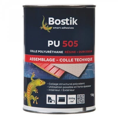 Colle polyuréthane bicomposant PU 505 - polyvalente - 1kg BOSTIK