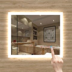 Miroir de salle de bain avec LED intégrée et anti-buée, Horizontal/Vertical 80cm(L)x60cm(H) 2