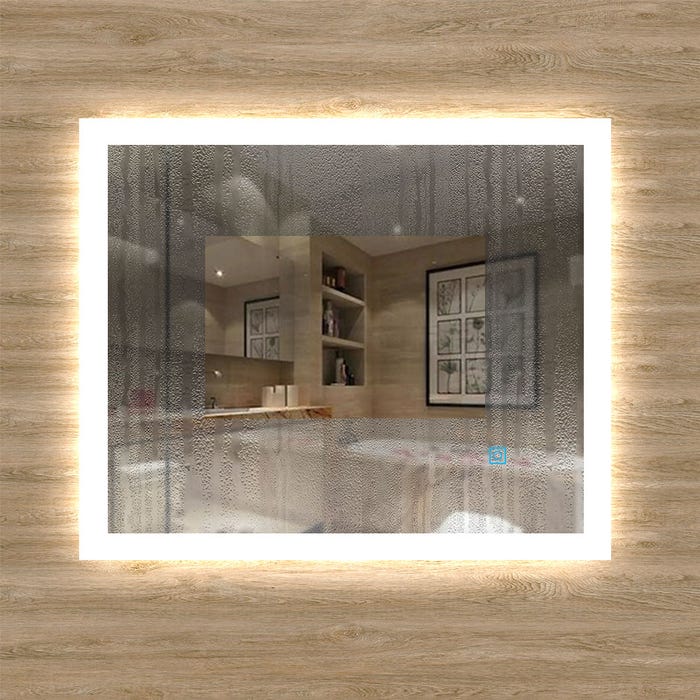 Miroir de salle de bain avec LED intégrée et anti-buée, Horizontal/Vertical 80cm(L)x60cm(H) 1