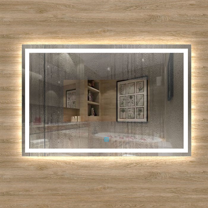 Miroir anti-buée avec interrupteur tactile + Lumière blanc 6000k + 80 x 4 x 60 cm (L x P x H) 1