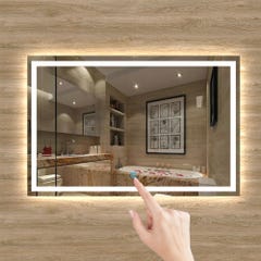 Miroir anti-buée avec interrupteur tactile + Lumière blanc 6000k + 80 x 4 x 60 cm (L x P x H) 3