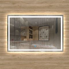 Miroir anti-buée avec interrupteur tactile + Lumière blanc 6000k + 150 x 4 x 70 cm (L x P x H) 1