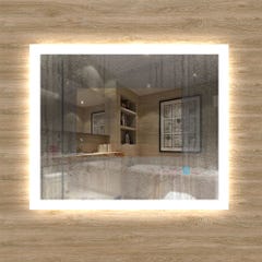 Miroir de salle de bain, LED intégrée et anti-buée, Horizontal/Vertical 90cm(L)x70cm(H) 2