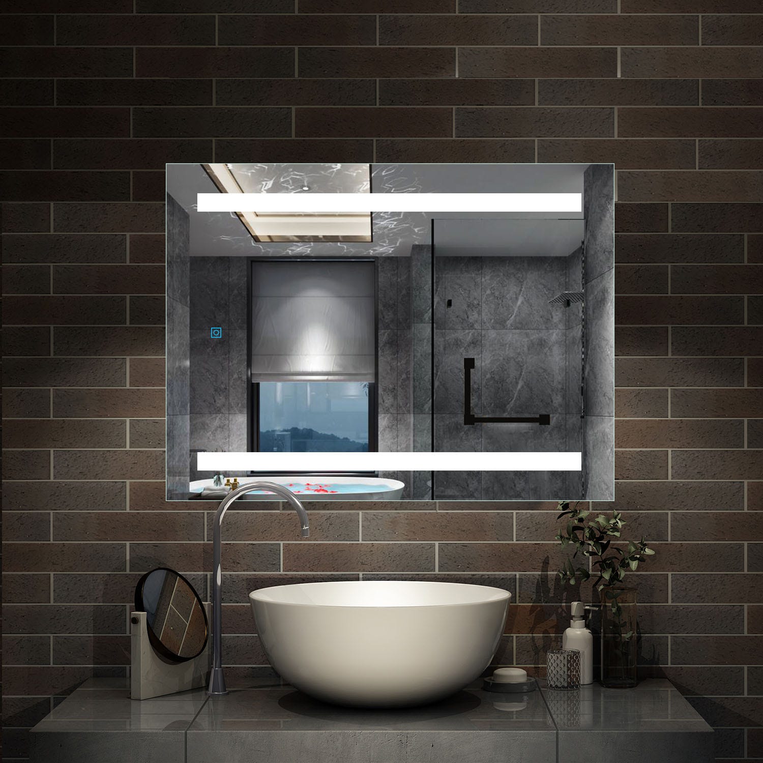 Miroir de salle de bain avec LED intégrée et anti-buée,60cm(L)x80cm(H) 1