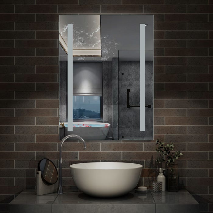 Miroir de salle de bain avec LED intégrée et anti-buée,60cm(L)x80cm(H) 2
