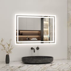 Miroir de salle de bain, LED intégrée et anti-buée,Horizontal/Vertical 100cm(L)x60cm(H) 2