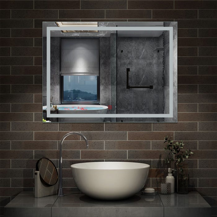 Miroir de salle de bain, illumination LED intégrée et anti-buée,Horizontal/Vertical 80cm(L)x60cm(H) 2
