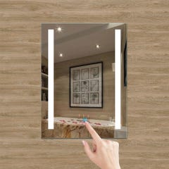 Miroir anti-buée avec interrupteur tactile+ Lumière blanc 6000k + L/P/H: 60 x 4 x 80 cm 2