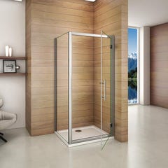 Aica cabine de douche pivotante 90x90cm avec paroi de douche en verre sécurit clair hauteur 185cm 1