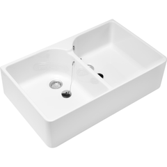 Evier double cuve blanc VILEROY ET BOCH O Novo 220 x 795 x 550 mm avec trop-plein 0