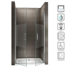 KAYA Porte de douche H 180 largeur réglable 98 à 101 cm verre semi-opaque 1