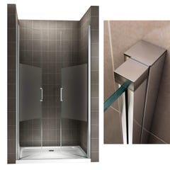 KAYA Porte de douche H 180 largeur réglable 77 à 80 cm verre semi-opaque 3