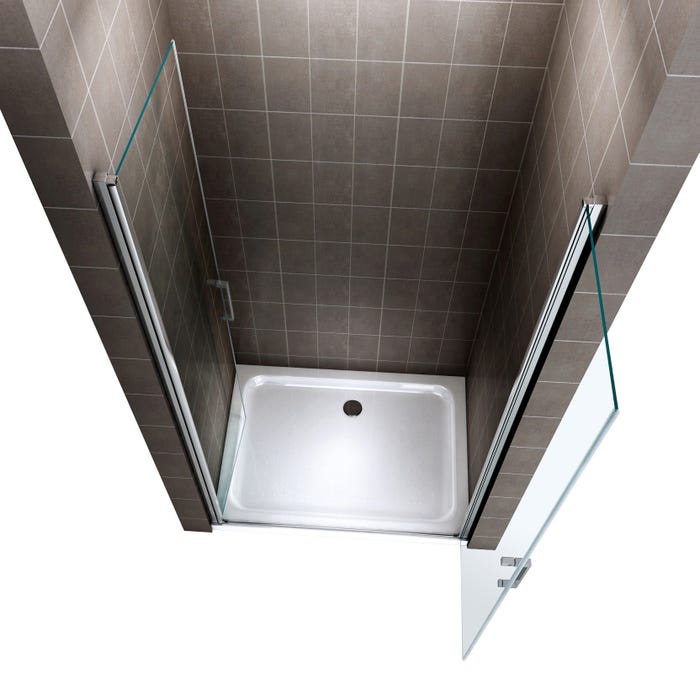KAYA Porte de douche H 180 largeur réglable 95 à 98 cm verre transparent 2
