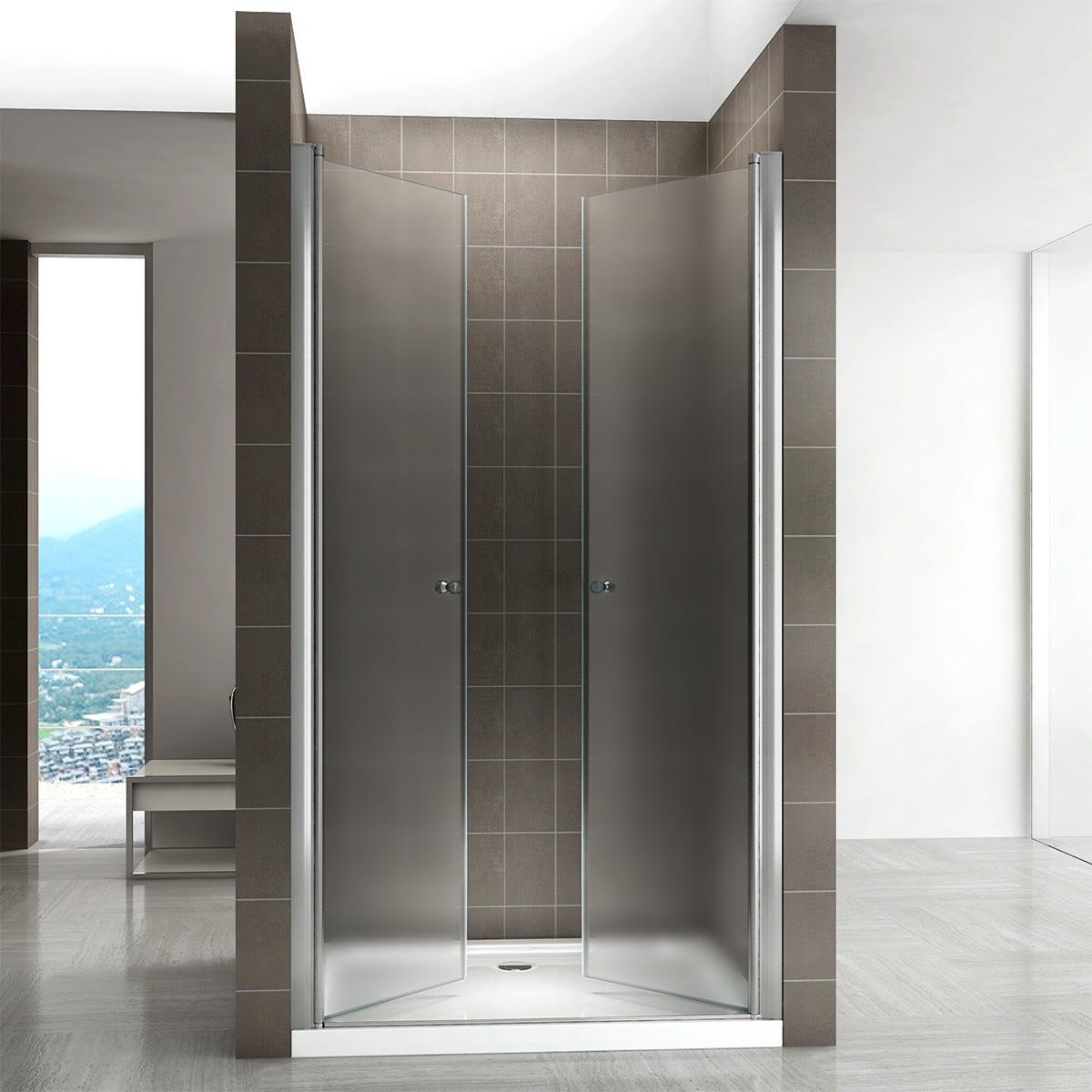 GINA Porte de douche H 180 cm largeur réglable 72 à 76 cm verre opaque 0