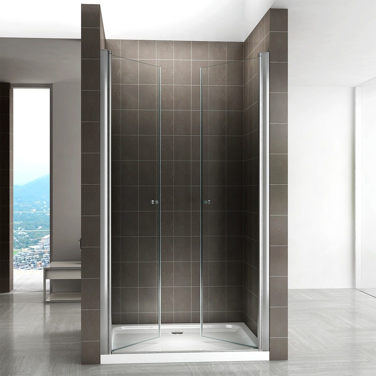 GINA Porte de douche H 180 cm largeur réglable 96 à 100 cm verre transparent 0