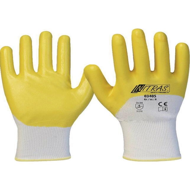 Gant de protectione 03405 Taille 11 blanc/jaune PES avec Nitril EN 388 PSA II 12 NITRAS (Par 12) 3