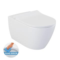 Pack Bati-support Geberit UP320 + WC sans bride Livea Bello + Abattant softclose + Plaque blanc chrome (GebBello-C) 1