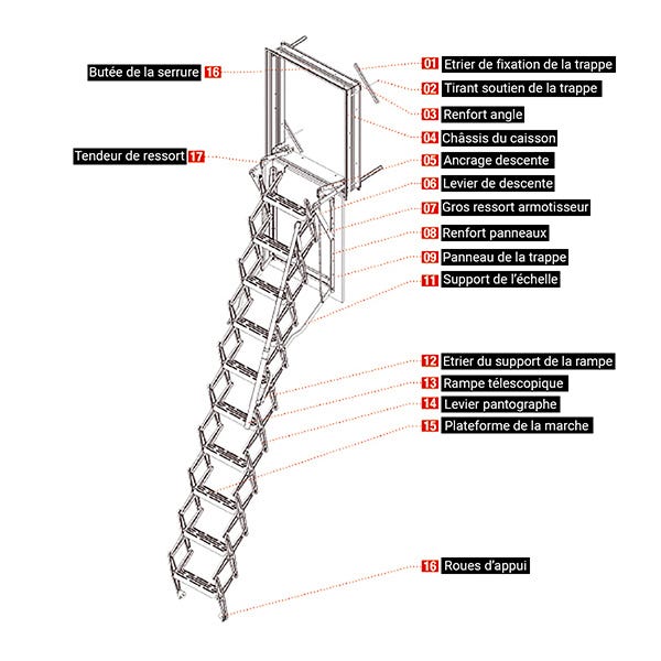 Escalier escamotable mural: dimensions de tremie de 50x80cm - ADJM/50/080 4