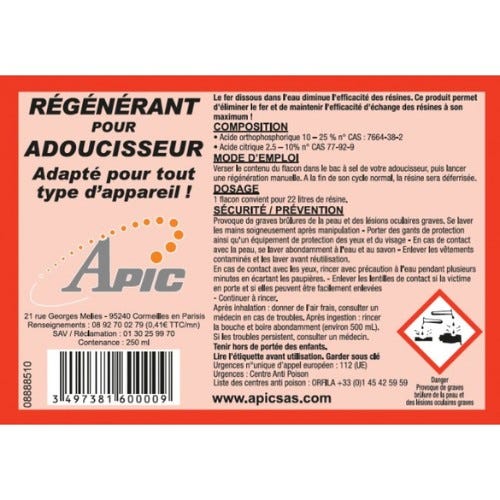 Régénérant résine adoucisseur 250 mL 2