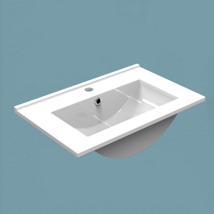 Meuble de salle de bain suspendu, Meuble 2 tiroirs, Vasque en céramique , couleur anthracite, L x W x H: 60 x 38,5 x 52 (cm) 4