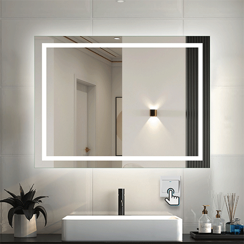Miroir rectangulaire, Miroir salle de bain avec éclairage intégré, Miroir anti-buée, 80 x 60 cm, épaisseur:4 cm 3