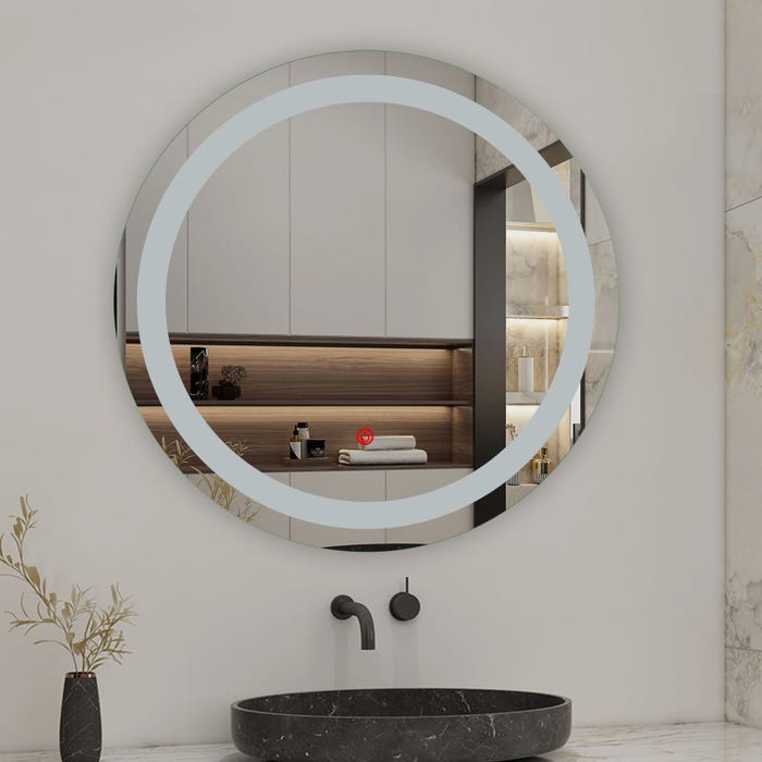 Miroir modern chic, Miroir arrondi avec éclairage salle de bain, Miroir rond anti-buée, Miroir étanche, Diamèter Φ: 60 cm 2