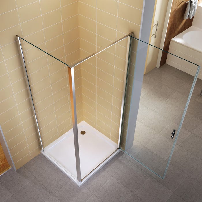 NIKY Porte de douche d'angle H 195 cm verre en 8 mm transparent 80 x 85 cm (porte 80) 2