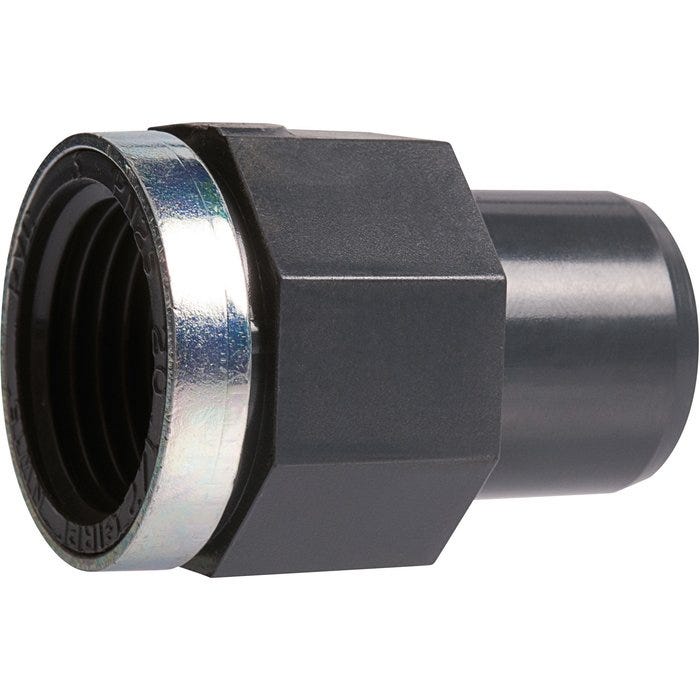 Raccord PVC pression noir droit - F 1/2' - Ø 25 mm - Girpi 0