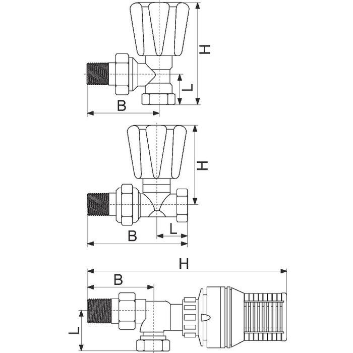 Robinet de radiateur équerre thermostatique - F 1/2' - RBM 1