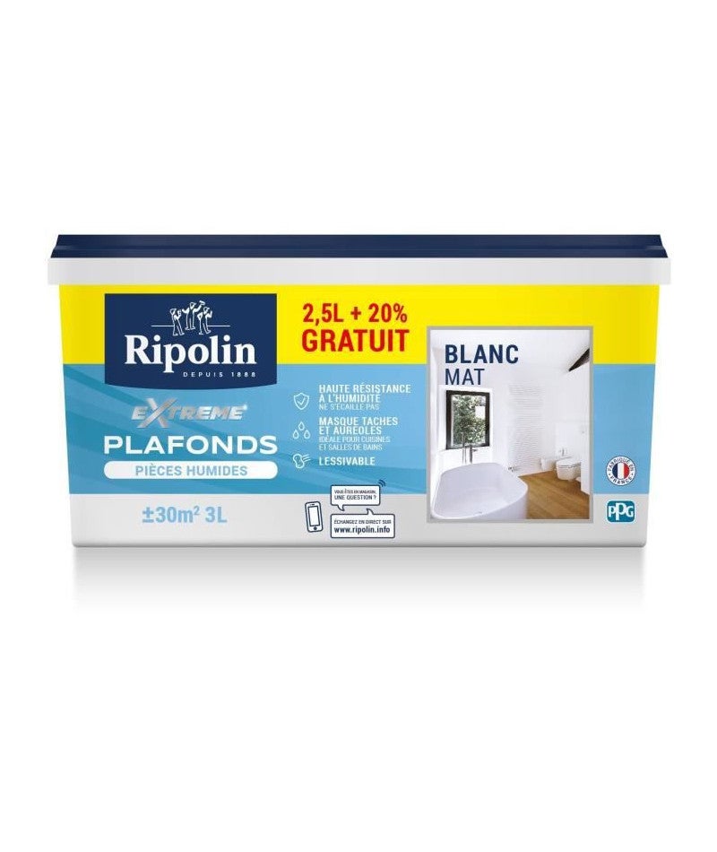 Peinture Ripolin solution anti-humidité blanc 3L
