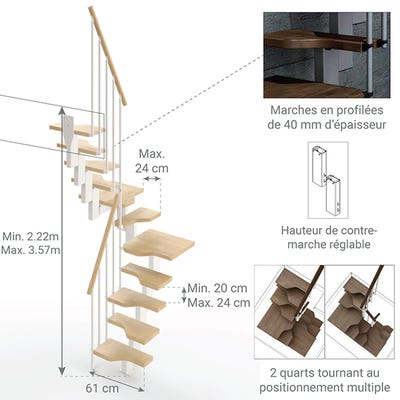 Petit escalier pour hauteur 400mm - 2 marches