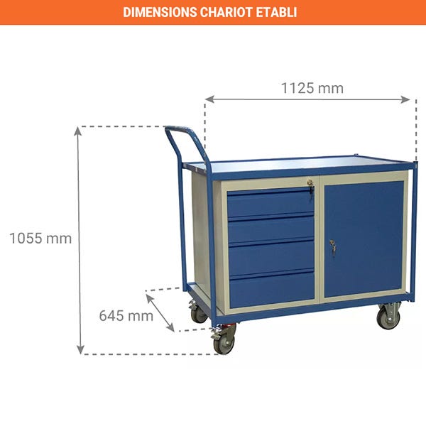 Chariot établi 1 placard et 4 tiroirs - charge max 250 kg - 880006047 1