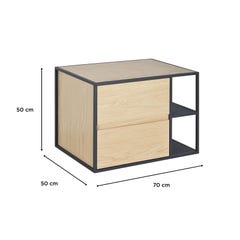 Meuble simple vasque décor chêne et métal 70cm EDISSON 3