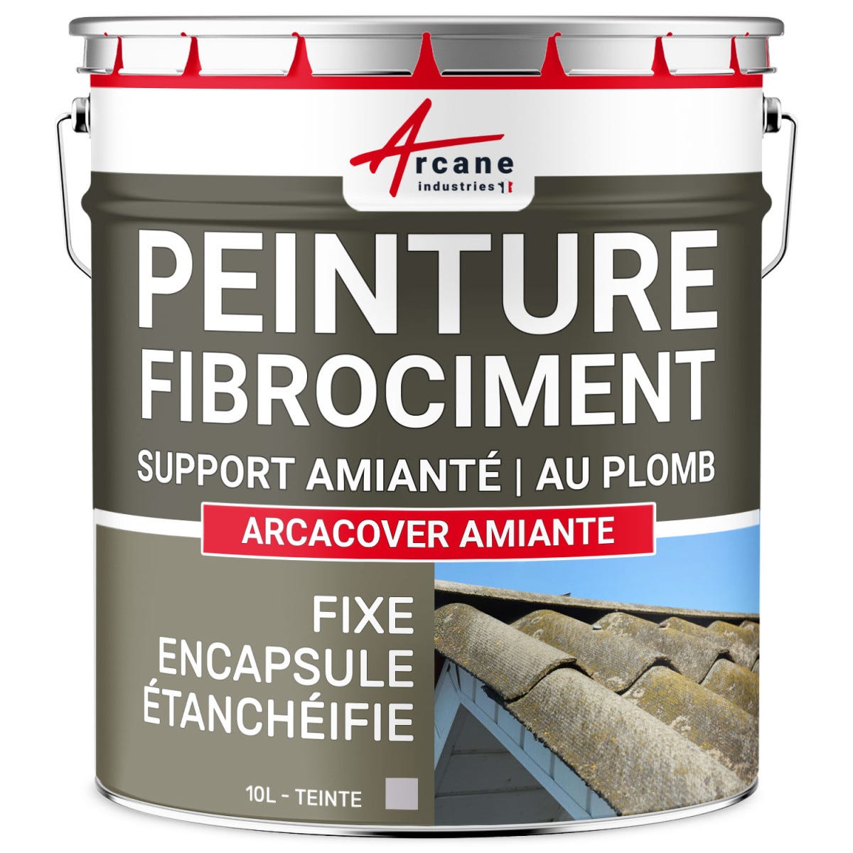 Peinture fibro ciment pour encapsulage support amiante / plomb : ARCACOVER AMIANTE. Gris - 10 L - ARCANE INDUSTRIES 0