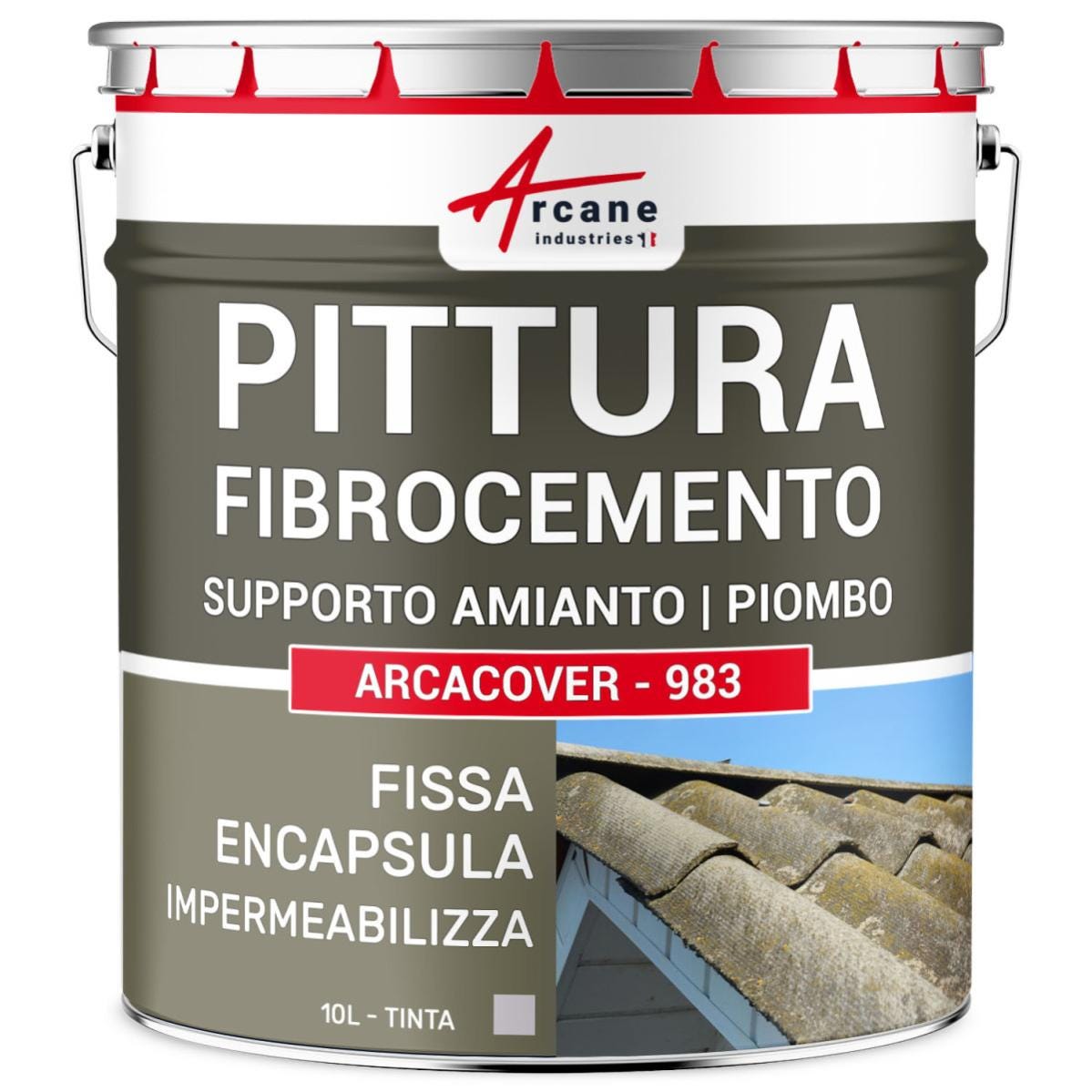 Peinture fibro ciment pour encapsulage support amiante / plomb : ARCACOVER AMIANTE. Gris - 10 L - ARCANE INDUSTRIES 1