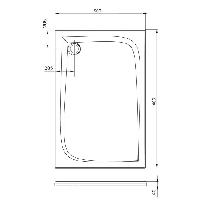 Receveur de douche extra-plat texture effet pierre MOONEO RECTANGLE 140 x 90 cm gris 2