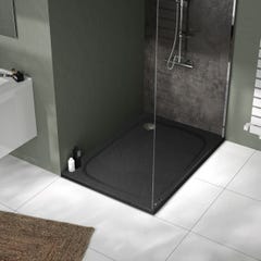 Receveur de douche extra-plat texture effet pierre MOONEO RECTANGLE 120 x 80 cm noir 1