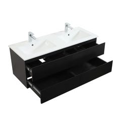 Meuble double vasque 120cm avec plan céramique SORRENTO Noir + miroir +colonne 2