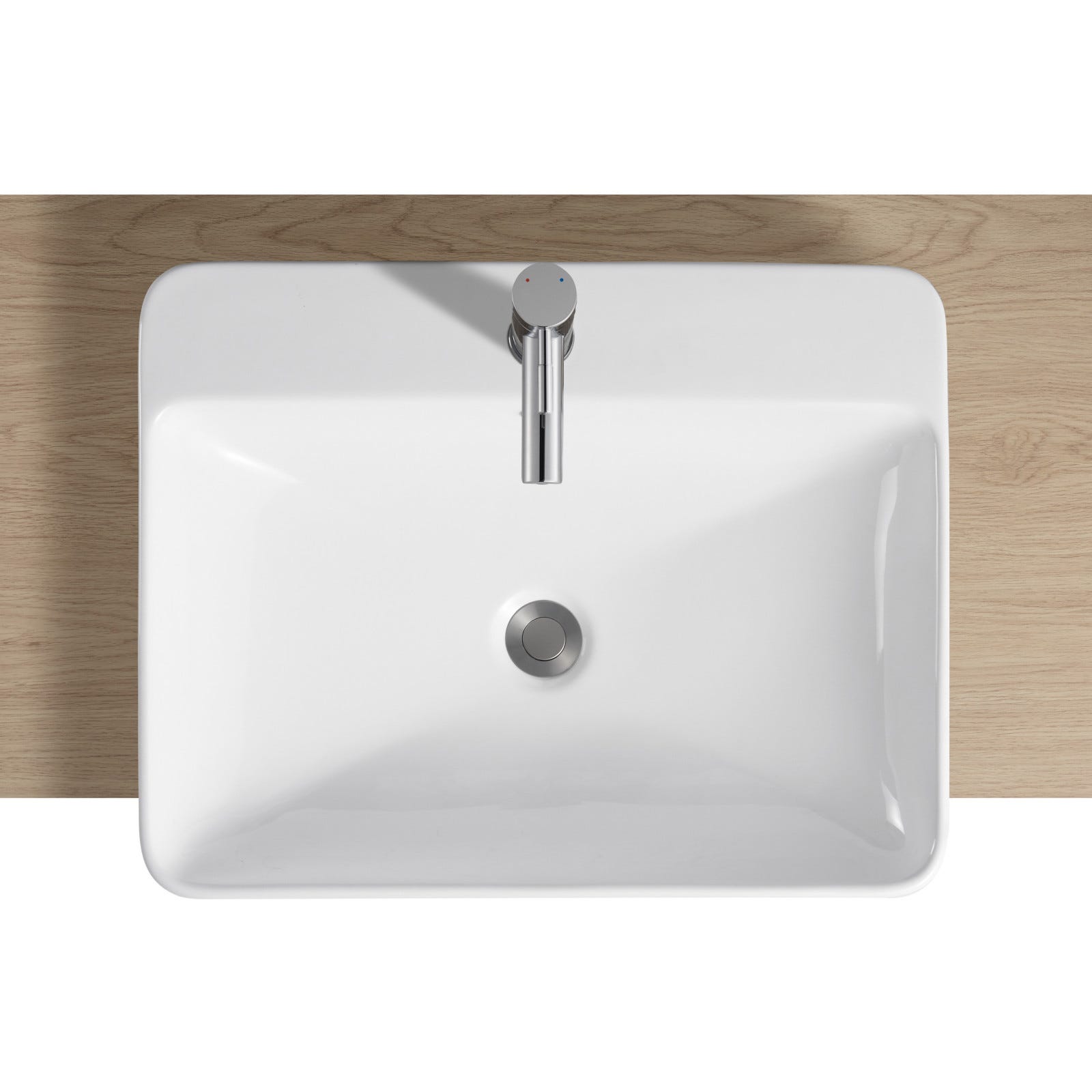 Vasque rectangulaire à encastrer en céramique blanche 59 x 47 cm MIRY 1