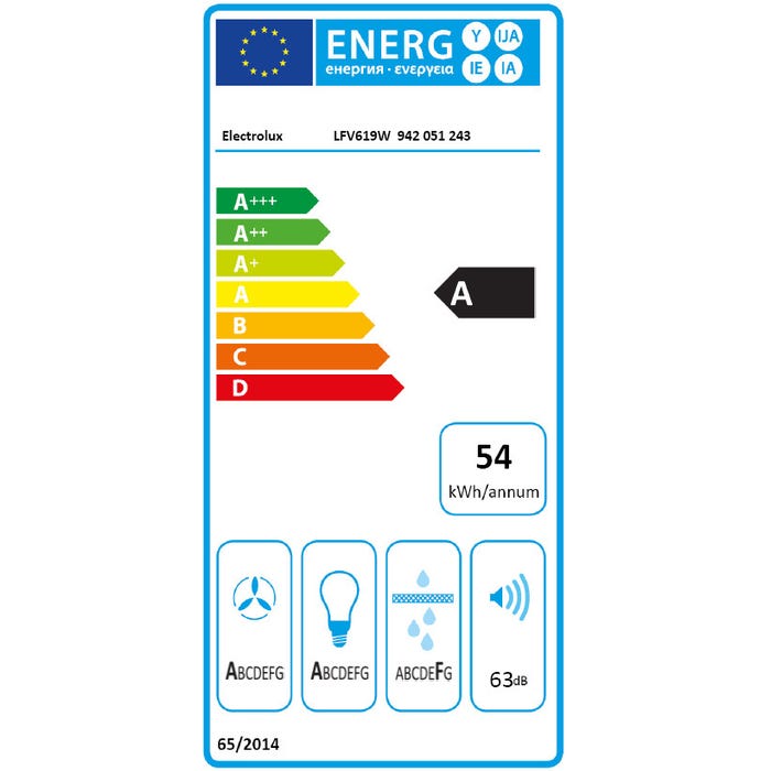 Hotte décorative murale Electrolux LFV619W 1