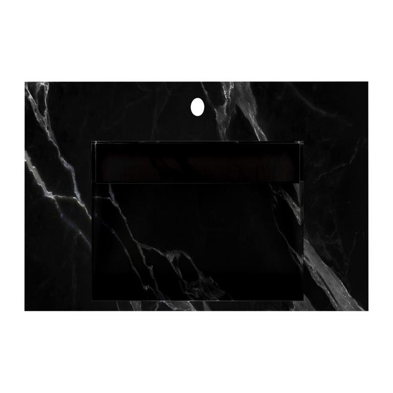 Vasque suspendue en solid surface effet marbre noir - TAKOTNA - L90.2 x l45.2 x H8 cm 3